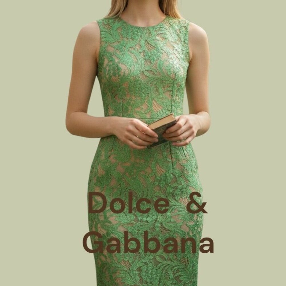 Dolce Gabbana Green Sheath Dress